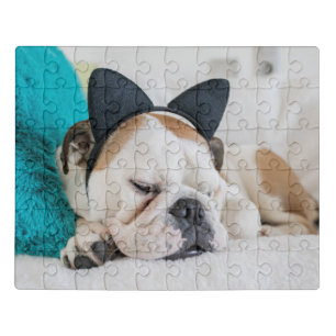 Getty Images Sleepy Dog with Cat Headband Jigsaw Puzzle