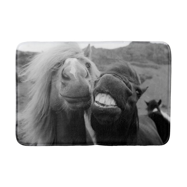Getty Images | Smiling Horses Bathroom Mat (Front)