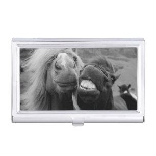 Getty Images   Smiling Horses Business Card Case
