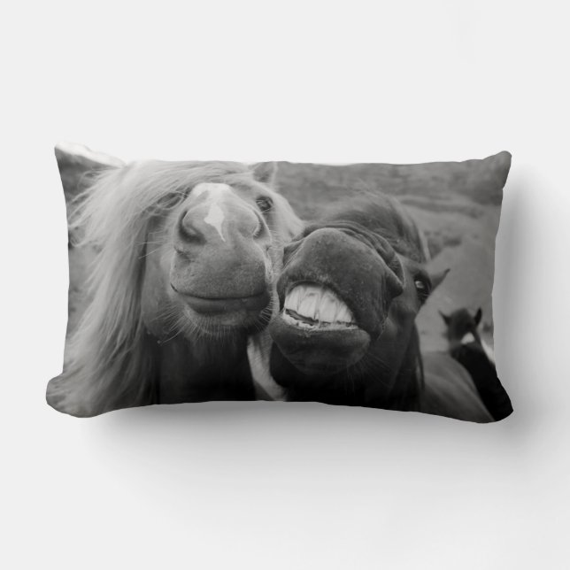 Getty Images | Smiling Horses Lumbar Pillow (Front)