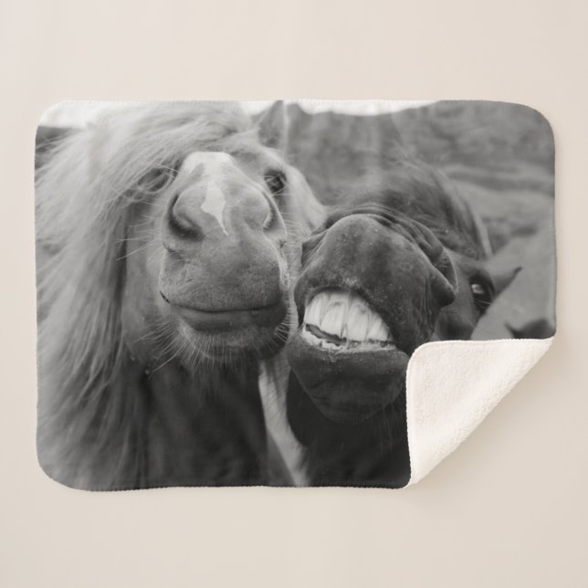 Getty Images | Smiling Horses Sherpa Blanket (Front (Horizontal))