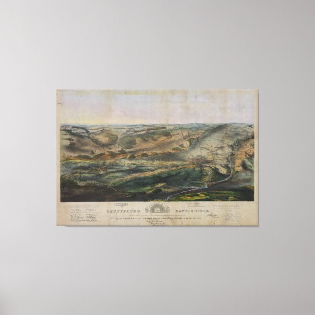 Gettysburg Battlefield by John Bachelder 1863 Canvas Print (Front)