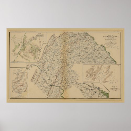 Gettysburg Campaign Map 1863 Poster