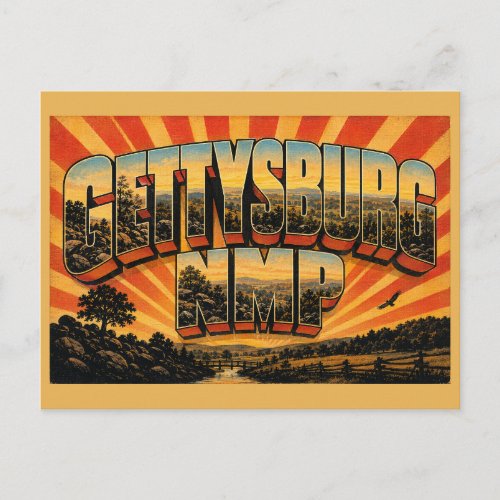 Gettysburg NMP PA Rolling Hills Woodlands Art Postcard