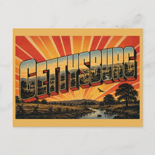 Gettysburg PA Rolling Hills Woodlands Art Postcard