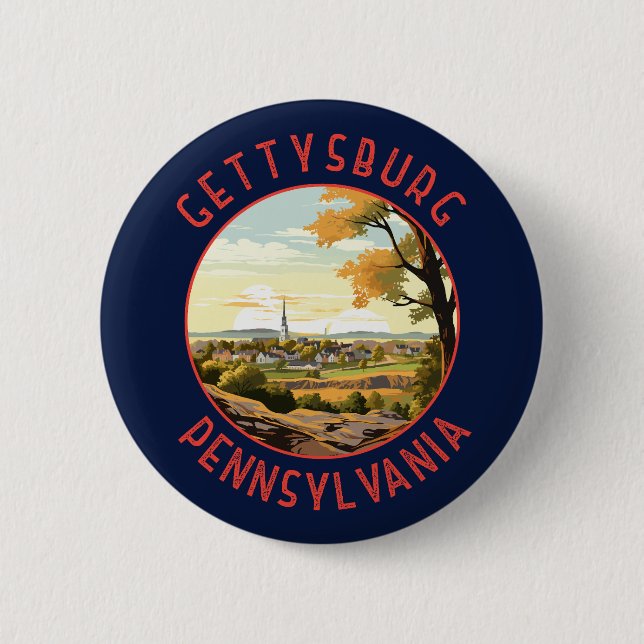 Gettysburg Pennsylvania Retro Distressed Circle Button (Front)
