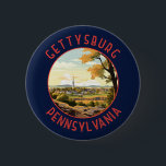 Gettysburg Pennsylvania Retro Distressed Circle Button<br><div class="desc">Gettysburg retro vector travel design in an emblem style. It’s known for Gettysburg National Battlefield,  site of a turning point in the Civil War,  now part of Gettysburg National Military Park.</div>