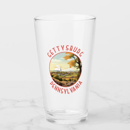 Gettysburg Pennsylvania Retro Distressed Circle Glass