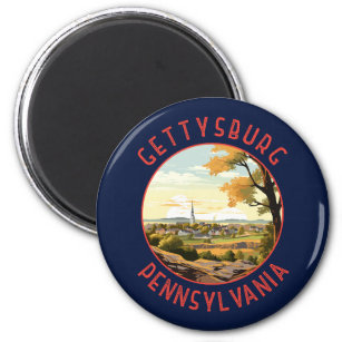 Gettysburg Pennsylvania Retro Distressed Circle Magnet