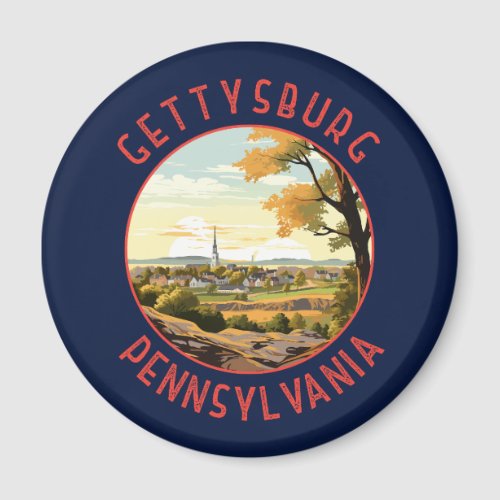 Gettysburg Pennsylvania Retro Distressed Circle Magnet