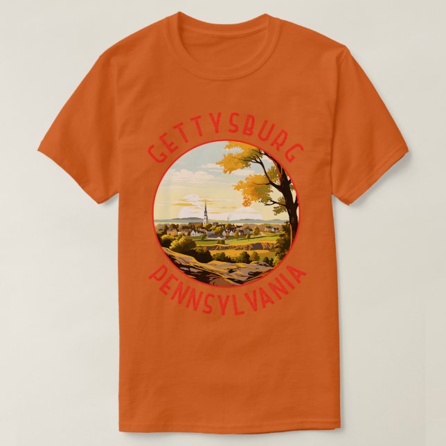 Gettysburg Pennsylvania Retro Distressed Circle T-Shirt (Design Front)