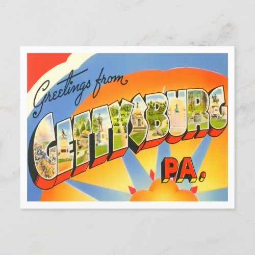 Gettysburg Pennsylvania Vintage Big Letters Postcard