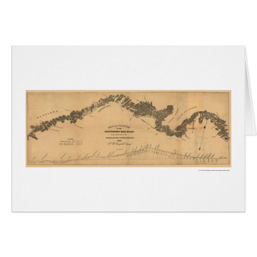 Gettysburg Railroad Map 1839 Cards (Front Horizontal)