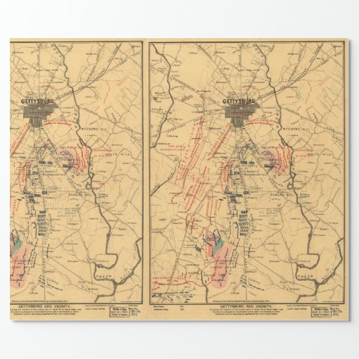 Gettysburg And Vicinity Troop Positions July 3 1863 Wrapping Paper Zazzle