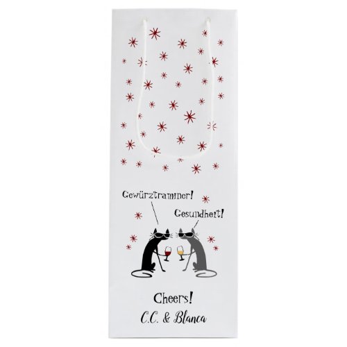 Gewurztraminer Gezundheit Funny Cat Wine Gift Bag