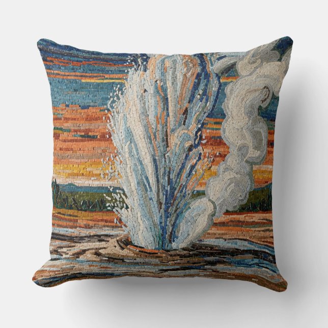 Geyser Eruption Mosaic Throw Pillow (Front)
