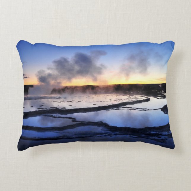 Geyser Smoke at Sunset Accent Pillow (Front)