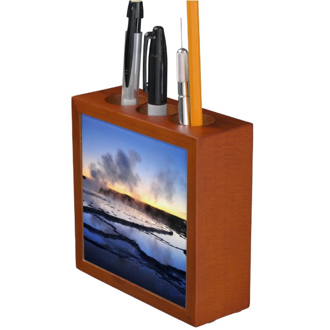 Geyser Smoke at Sunset Desk Organizer (In Situ)
