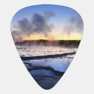 Geyser Smoke at Sunset Guitar Pick