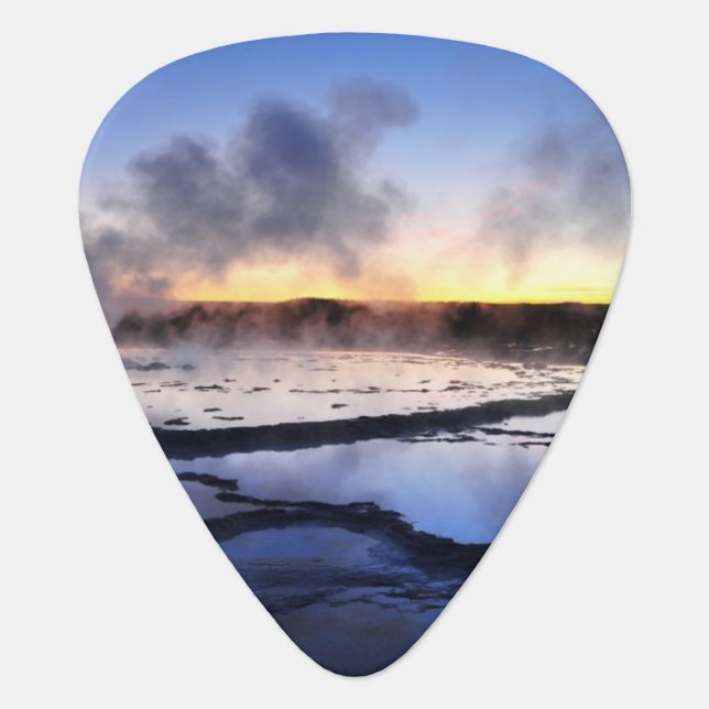 Geyser Smoke at Sunset Guitar Pick (Front)