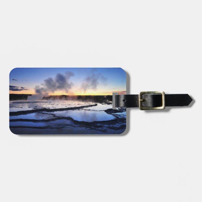 Geyser Smoke at Sunset Luggage Tag (Front Horizontal)
