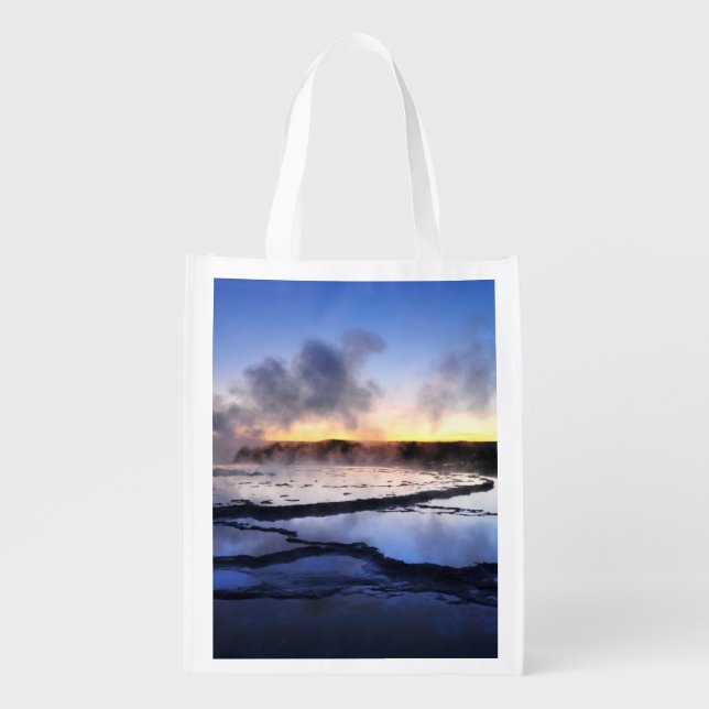 Geyser Smoke at Sunset Reusable Grocery Bag (Front)