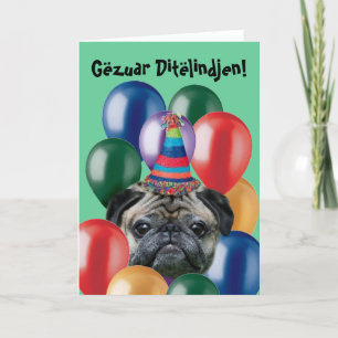 Gëzuar Ditëlindjen birthday pug greeting card