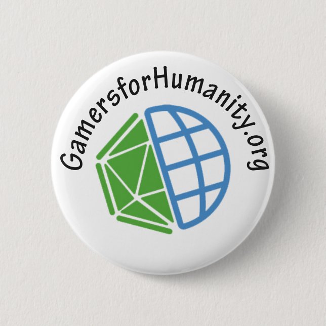 GfH Button, White Round, With Website Pinback Button (Front)