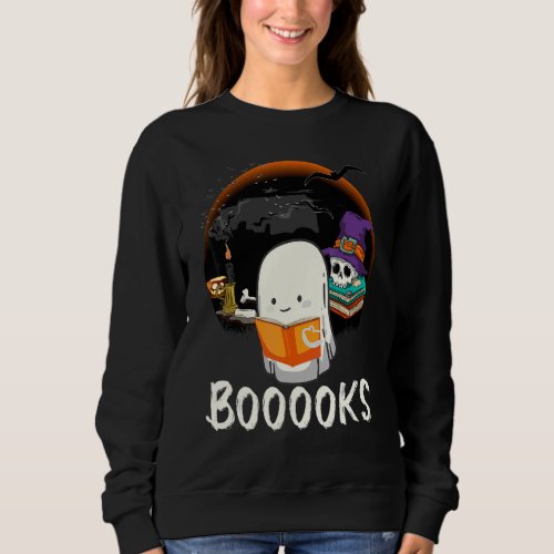 Gfhost Book Boo Reading Booooks Halloween Library  Sweatshirt