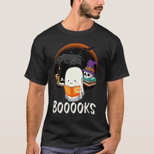 Gfhost Book Boo Reading Booooks Halloween Library  T-Shirt