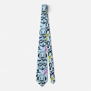 GFT01-Graffiti Mainly Black. Lblue BG Neck Tie