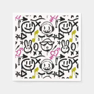 GFT01-Graffiti Mainly Black Napkins