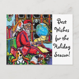 GGBR Holiday Postcard - Santa & Bassets
