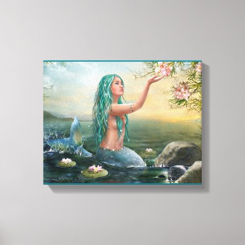 ggreen haired mermaid canvas print