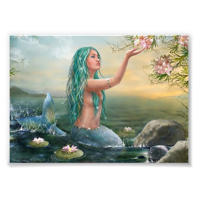 ggreen haired mermaid photo print (Front)