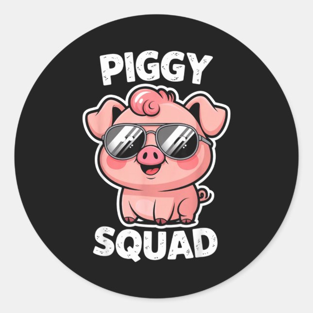 Ggy Squad G Wearing Sungles As Animal Funny Farmer Classic Round Sticker (Front)