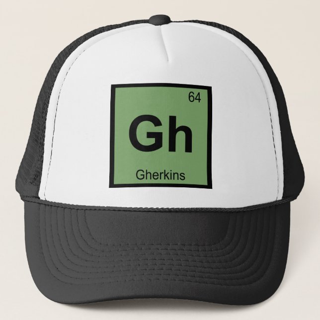 Gh - Gherkins Chemistry Periodic Table Symbol Trucker Hat (Front)