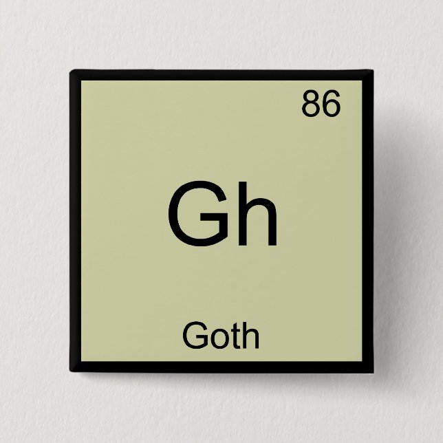 Gh - Goth Funny Chemistry Element Symbol T-Shirt Button (Front)