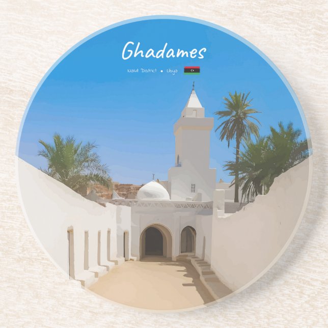Ghadames, Libya - White Mosque Coaster (Front)