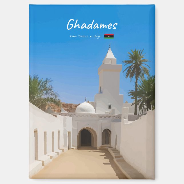 Ghadames, Libya - White Mosque Flat Magnet (Front)