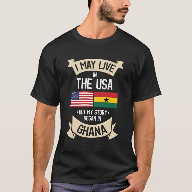Ghana American Flag Usa Ghanaian Roots Gifts T-Shirt (Front)