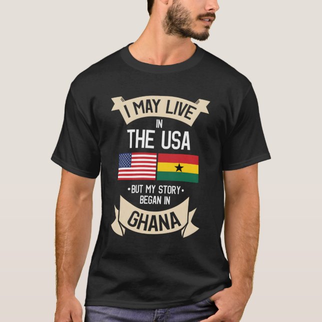 Ghana American Flag Usa Ghanaian Roots Gifts T-Shirt (Front)