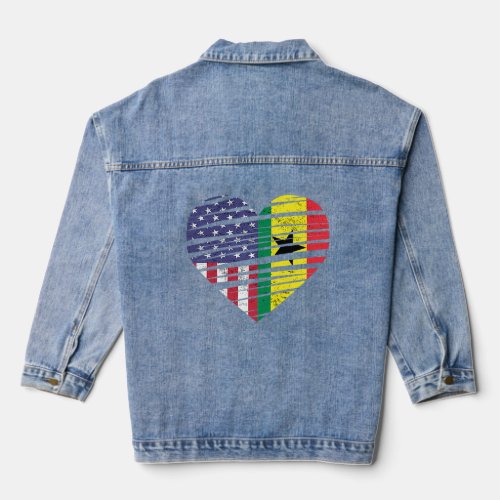 Ghana American Grown Heart USA Patriot Heritage Mo Denim Jacket