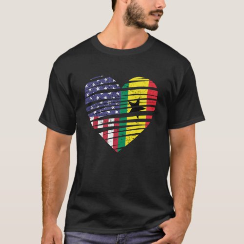 Ghana American Grown Heart USA Patriot Heritage Mo T_Shirt