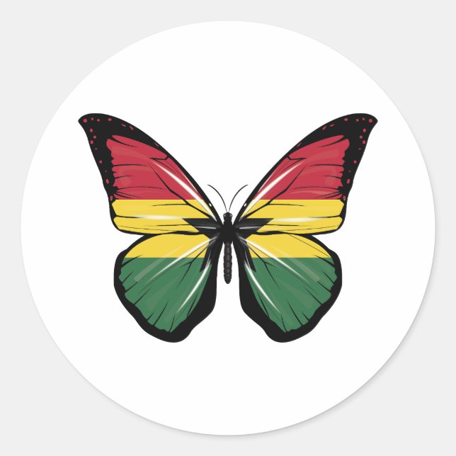 Ghana Butterfly Flag Classic Round Sticker (Front)