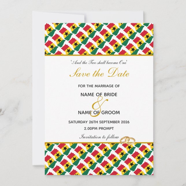 GHANA Christian Celebration Wedding Save The Date (Front)