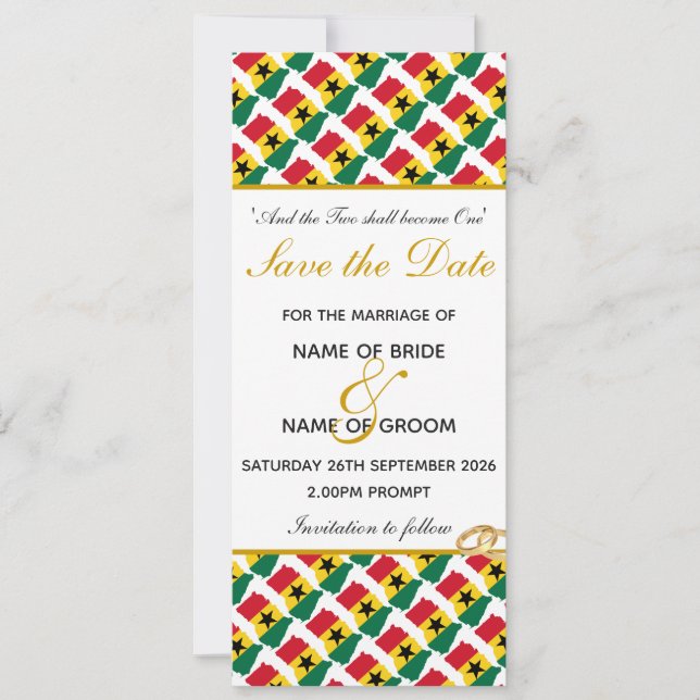 GHANA Christian Wedding Celebration Save The Date (Front)