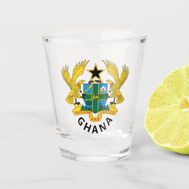 Ghana coat of arms coffee mug shot glass (Front)
