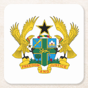 Ghana coat of arms square paper coaster