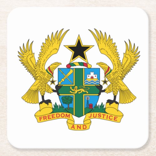 Ghana coat of arms square paper coaster